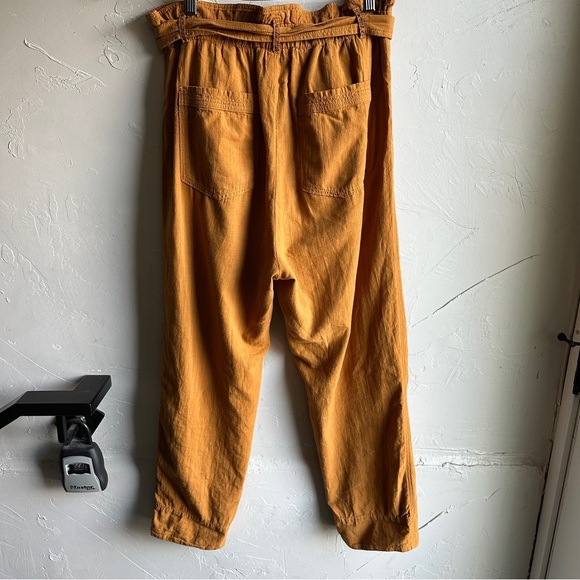 Anthropologie Paperbag Waist Tapered Pants Cotton Boho Cottagecore Tie Belt M - Picture 2 of 12